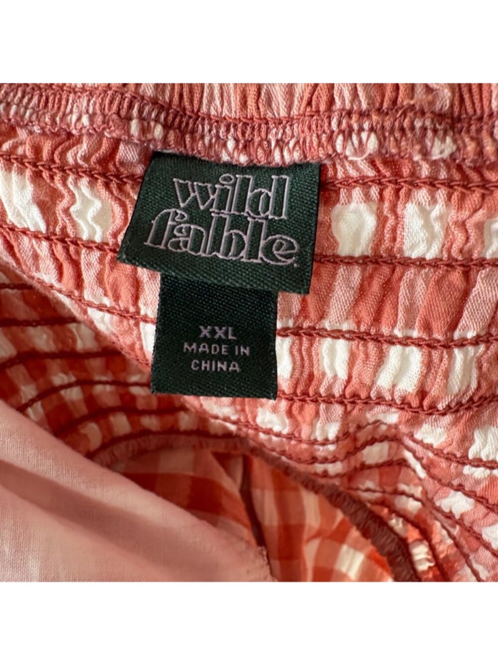 Wild Fable Tank Top XXL Smocked Gingham Orange White Cottagecore Farm Girl - Picture 3 of 9